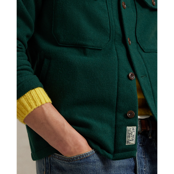 Suede-Patch Wool Twill Overshirt