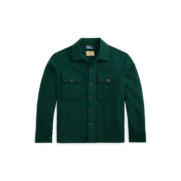 Suede-Patch Wool Twill Overshirt