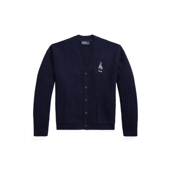 Big-Fit Wollstrickjacke mit Stickerei