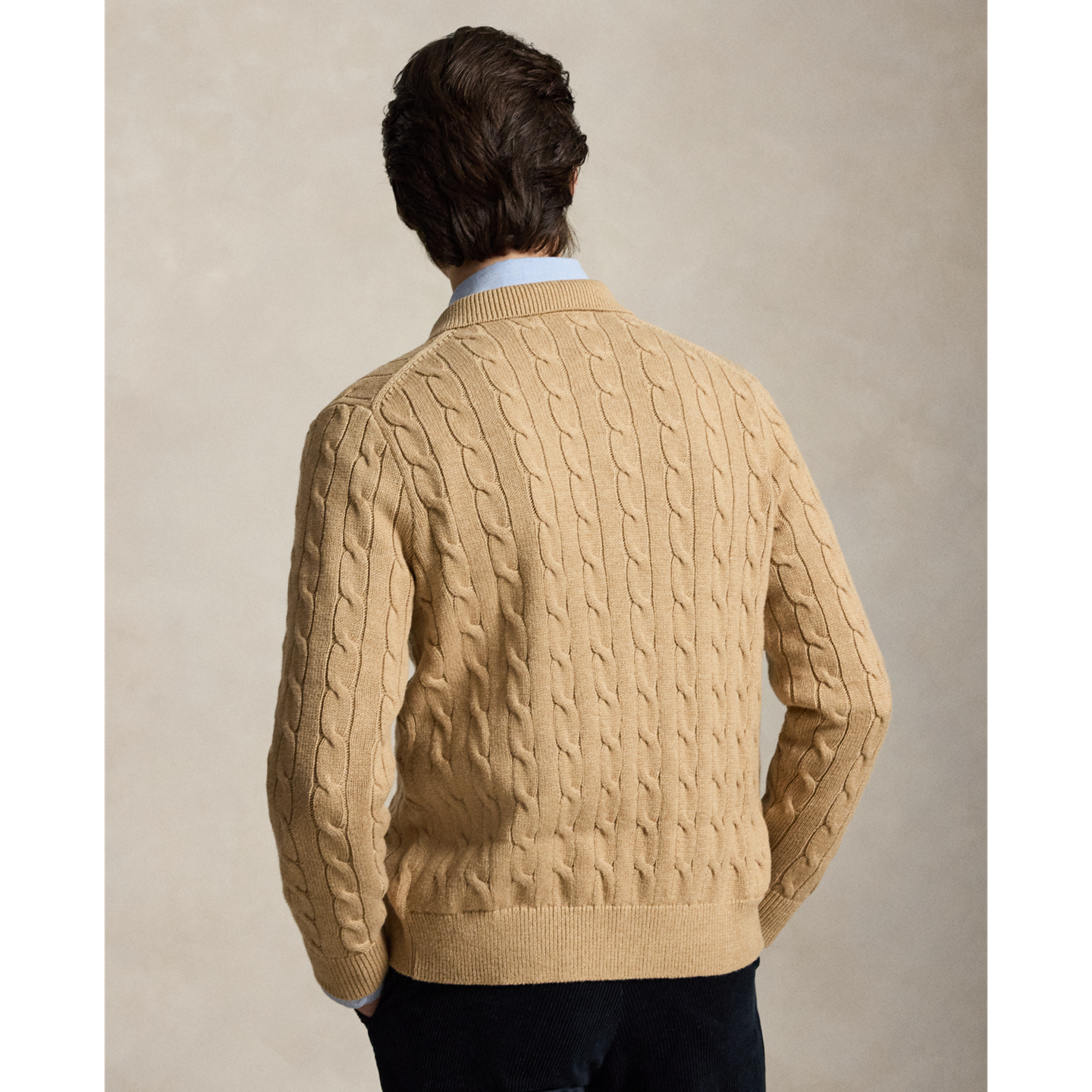 Мужской кардиган Ralph Lauren Cable-Knit Cotton, цвет: Верблюжий меланжевый — фото 2