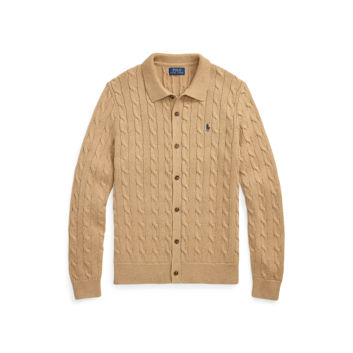 Мужской кардиган Ralph Lauren Cable-Knit Cotton, цвет: Верблюжий меланжевый — фото 5