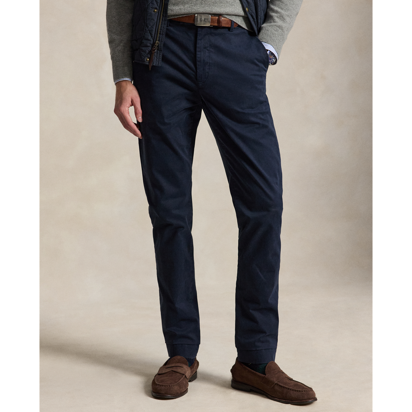 Мужские брюки Polo Ralph Lauren Jarrett Slim Fit Sateen, цвет: Тёмно-синий — фото 1