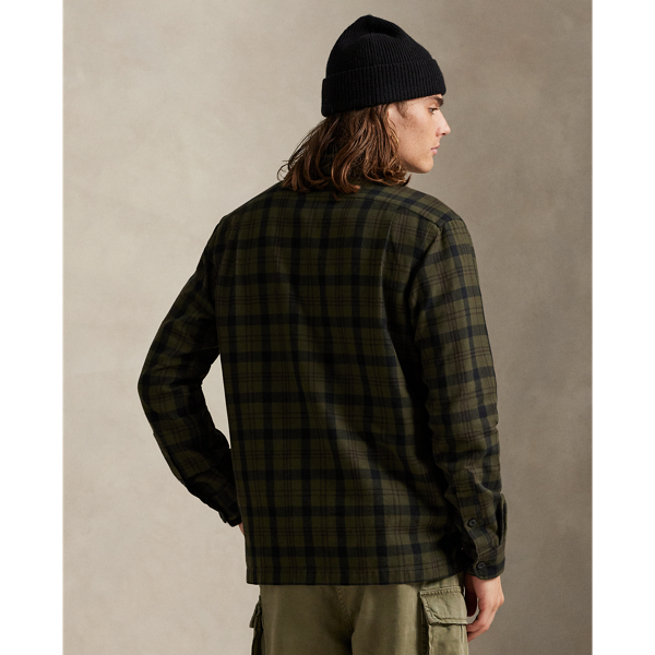 Classic Fit Plaid Flannel Camp Shirt