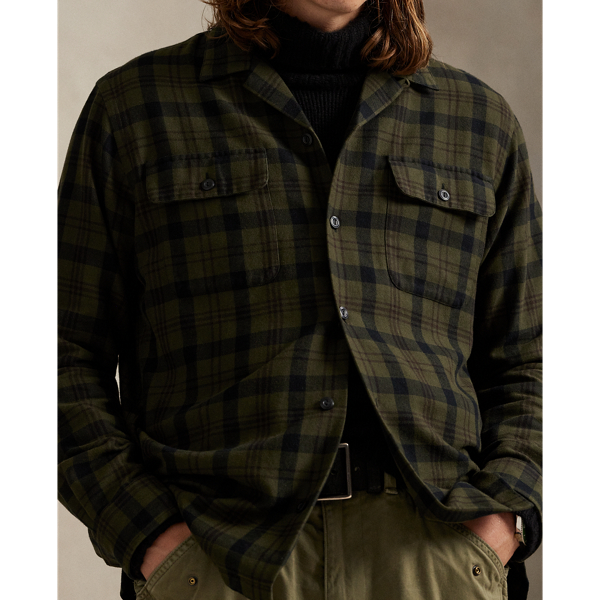 Classic Fit Plaid Flannel Camp Shirt