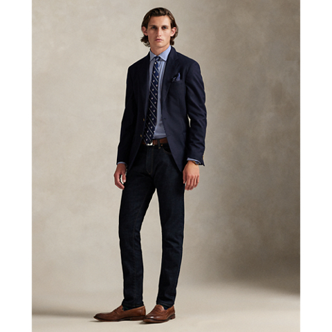Мужская рубашка Ralph Lauren Classic Fit Striped Poplin, цвет: Синий / Белый