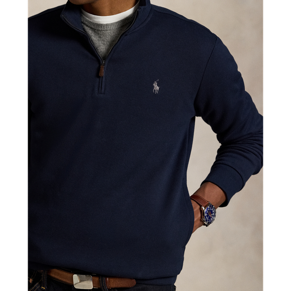 Double-Knit Mesh Quarter-Zip Pullover