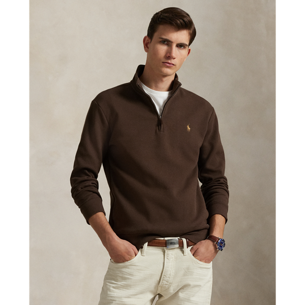 Double-Knit Mesh Quarter-Zip Pullover