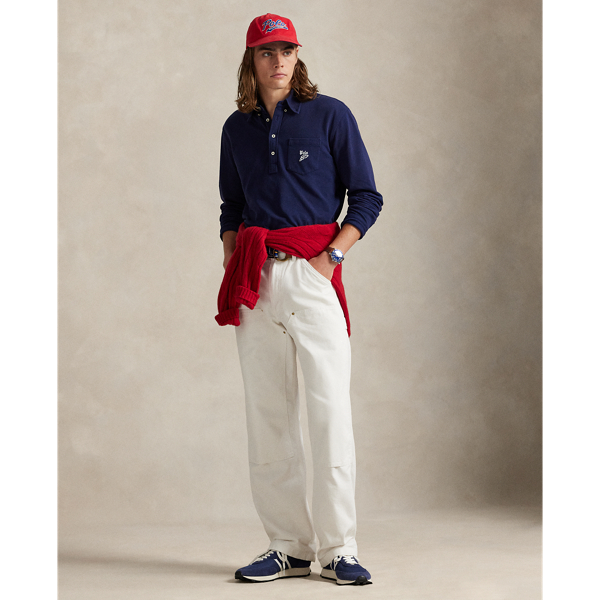 Classic Fit Embroidered Mesh Polo Shirt