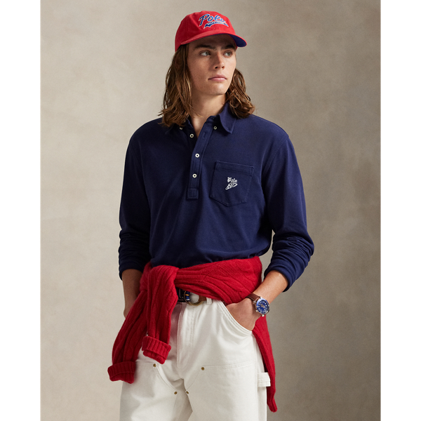 Classic Fit Embroidered Mesh Polo Shirt