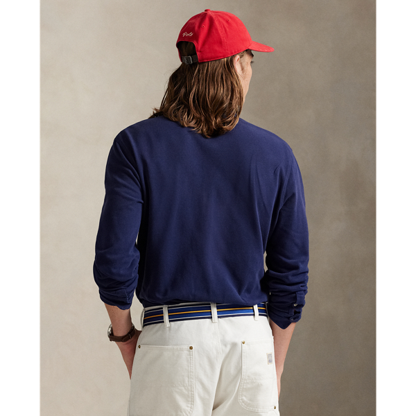 Classic Fit Embroidered Mesh Polo Shirt