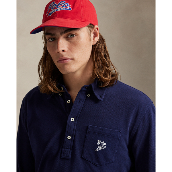 Classic Fit Embroidered Mesh Polo Shirt