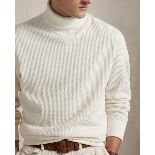 Waffle-Knit Fleece Turtleneck