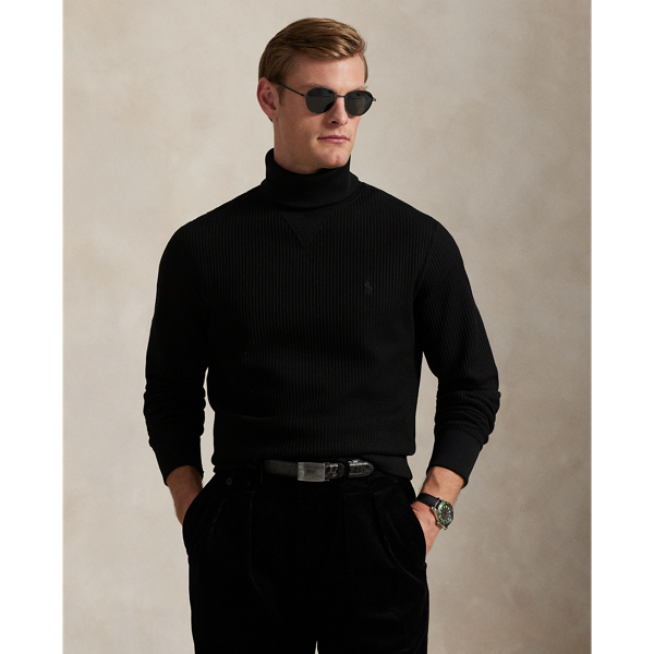 ABYTS TURTLE NECK WAFFLE KNIT ブラック 3 Waffle-Knit Fleece Turtleneck