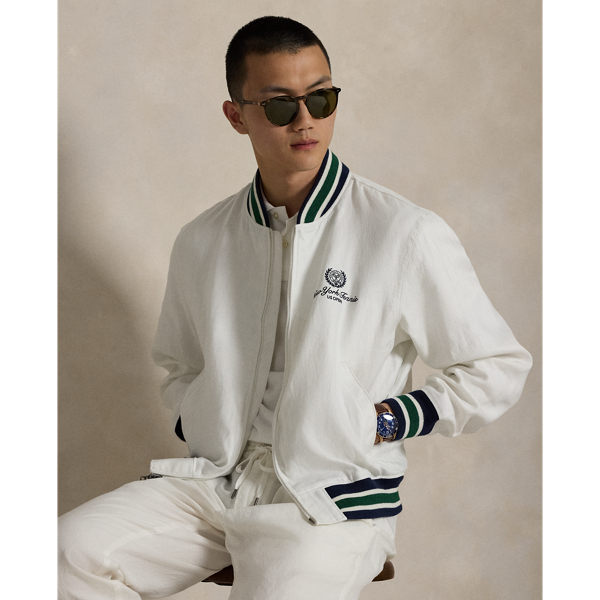 90s 香港製ラルフローレン　リネン　バルスター　ボンバー　ジャケット 90s 香港製ラルフローレン リネン バルスター ボンバー