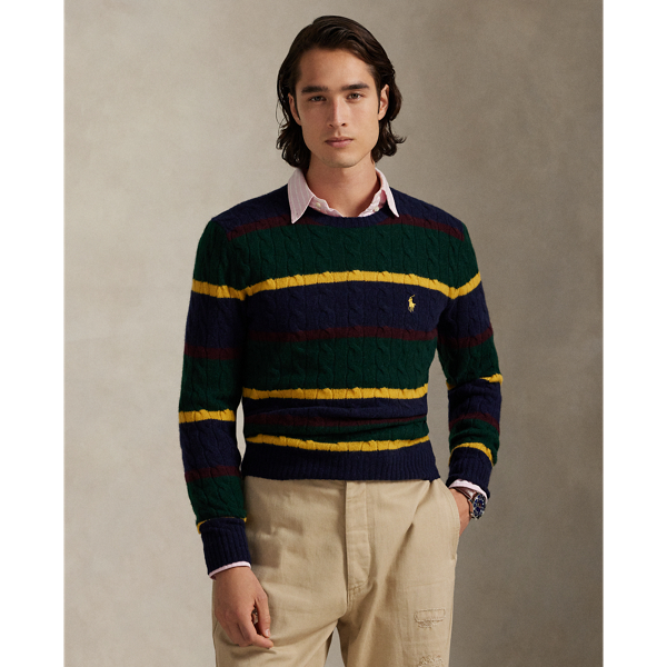 Striped Cable-Knit Wool-Alpaca Jumper