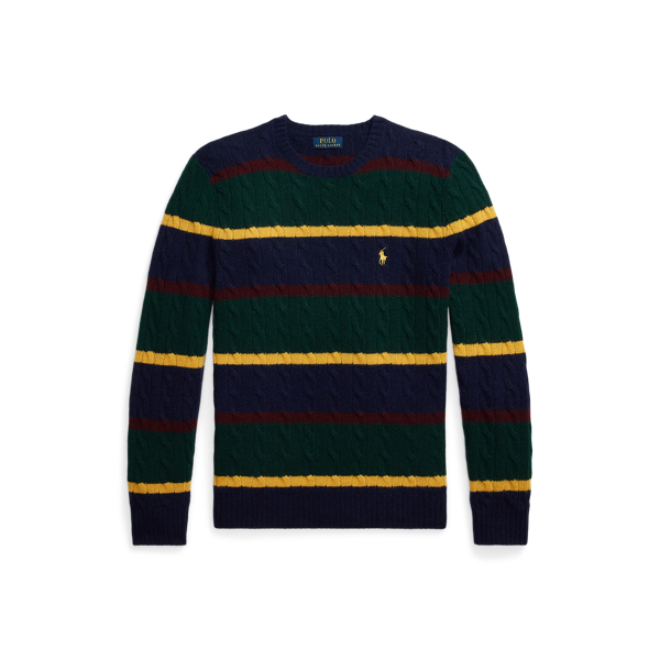 Striped Cable-Knit Wool-Alpaca Jumper