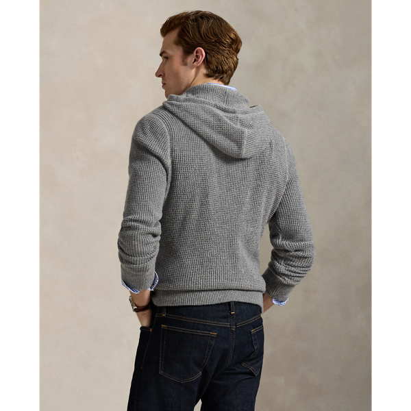 Textured Wool-Cotton Hooded Sweater