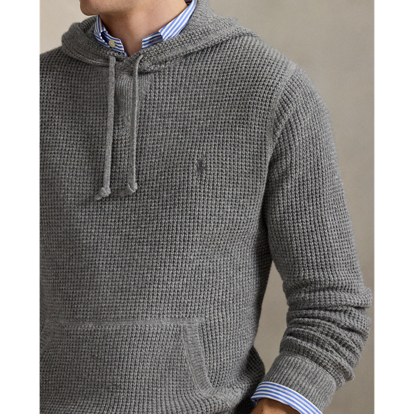 Textured Wool-Cotton Hooded Sweater