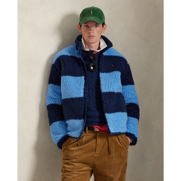 Gestreifte hochflorige Fleecejacke