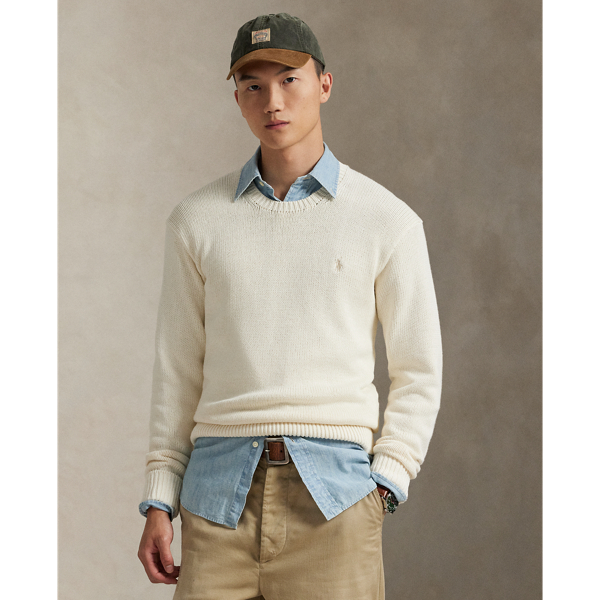 Pull en coton teint en pièce Polo Ralph Lauren en Crème clubhouse 1