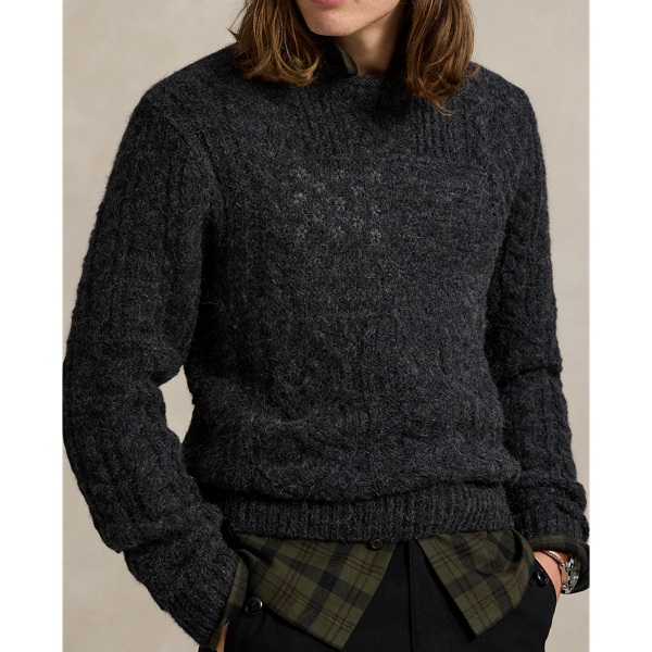 Aran-Knit Flag Wool-Blend Sweater