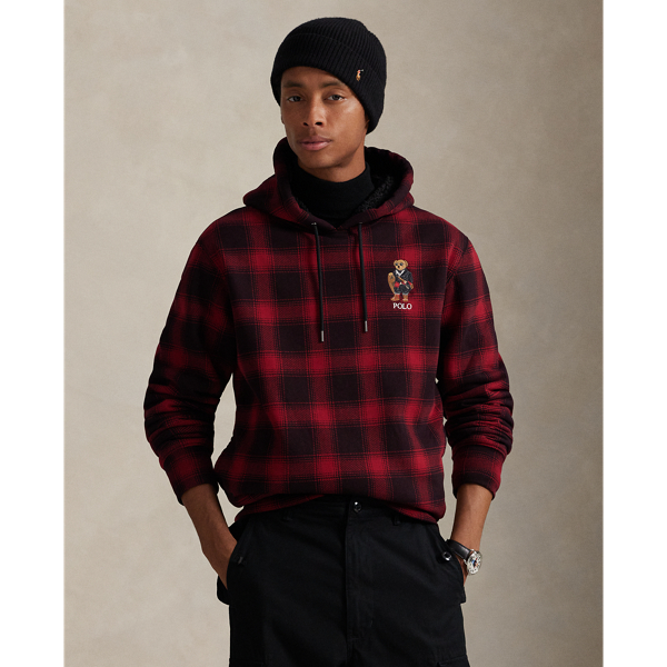 Polo Bear Plaid Fleece Hoodie