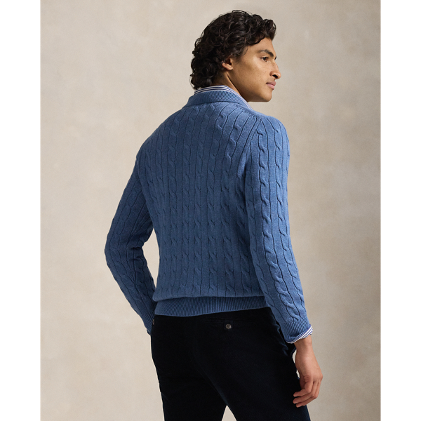 Pullover mit Polokragen und Zopfmuster Polo Ralph Lauren in See meliert 5