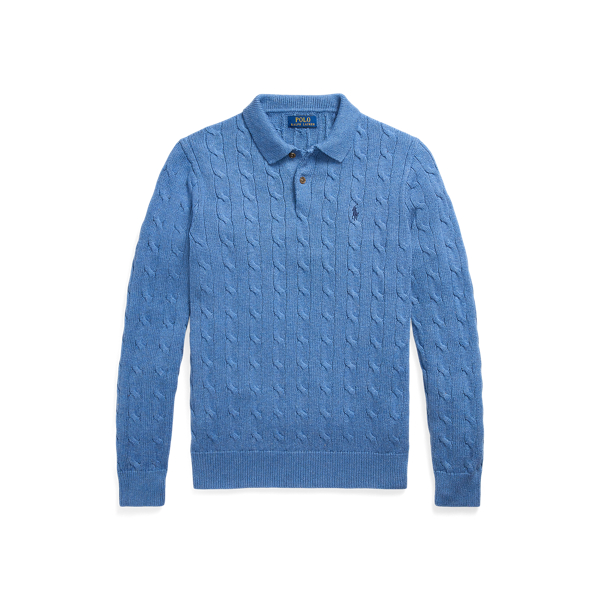 Pullover mit Polokragen und Zopfmuster