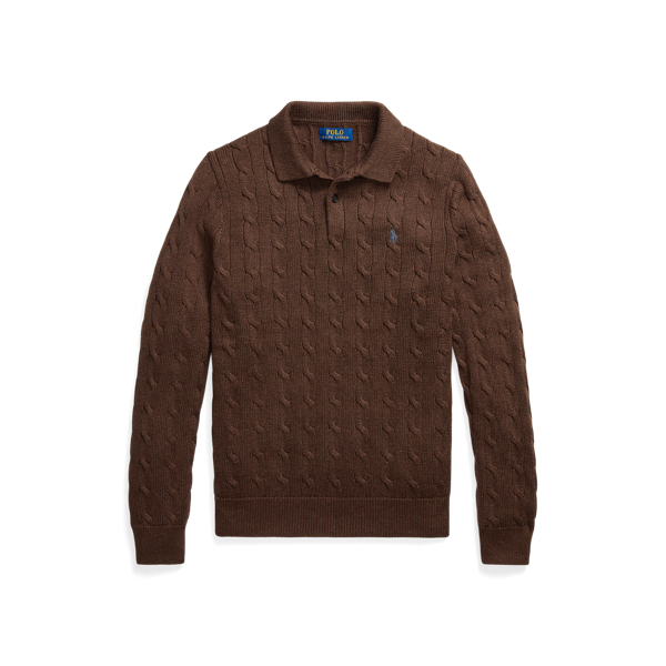 Pullover mit Polokragen und Zopfmuster