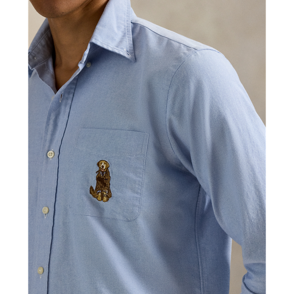 Classic Fit Dog-Embroidered Oxford Shirt