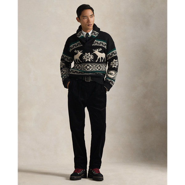 Wool-Blend Elk-Graphic Sweater