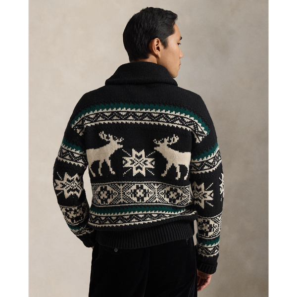 Wool-Blend Elk-Graphic Sweater