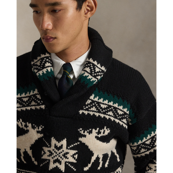 Wool-Blend Elk-Graphic Sweater