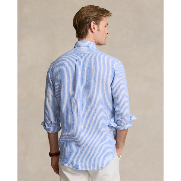 Gestreiftes Custom-Fit Leinenhemd Polo Ralph Lauren in Blau/Wei&szlig; 5