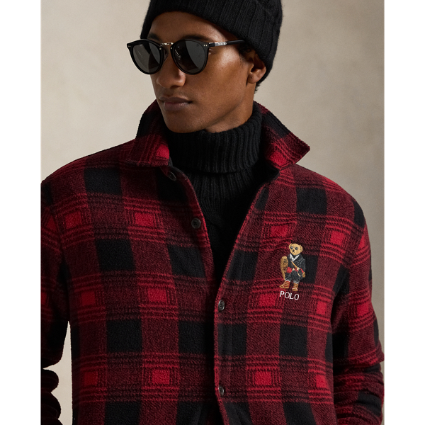 Polo Bear Plaid Fleece Shirt Jacket