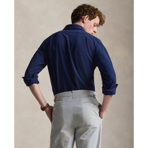 Chemise ultra-l&eacute;g&egrave;re en coton piqu&eacute; Polo Ralph Lauren en Cobalt fonc&eacute; 5