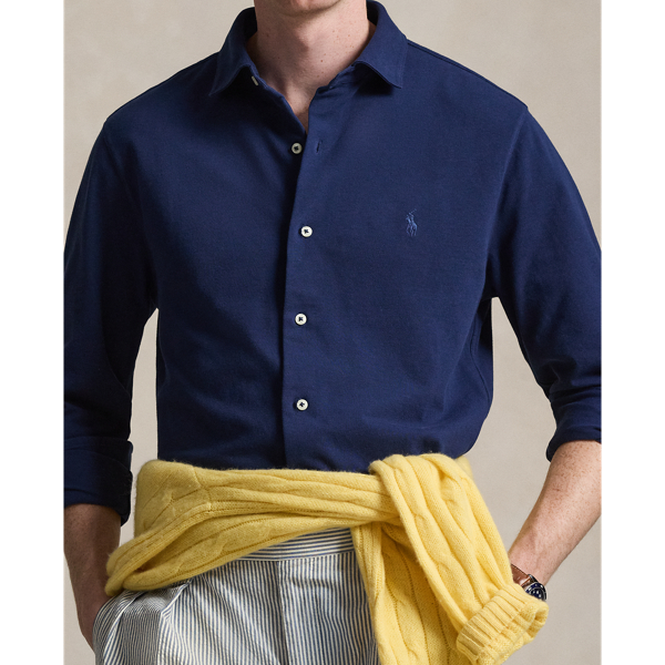 Chemise ultra-l&eacute;g&egrave;re en coton piqu&eacute; Polo Ralph Lauren en Cobalt fonc&eacute; 6