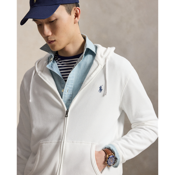 Sweat &agrave; capuche zipp&eacute; en molleton &eacute;ponge Polo Ralph Lauren en Blanc 6