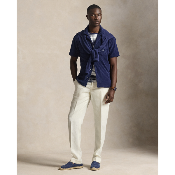 Custom-Slim-Fit Kurzarmhemd aus Frottee Polo Ralph Lauren in Newport-Navy 4