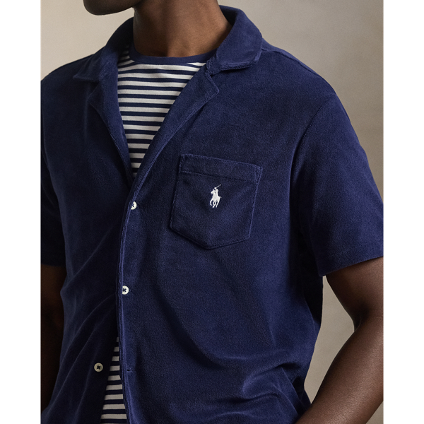 Custom-Slim-Fit Kurzarmhemd aus Frottee Polo Ralph Lauren in Newport-Navy 6