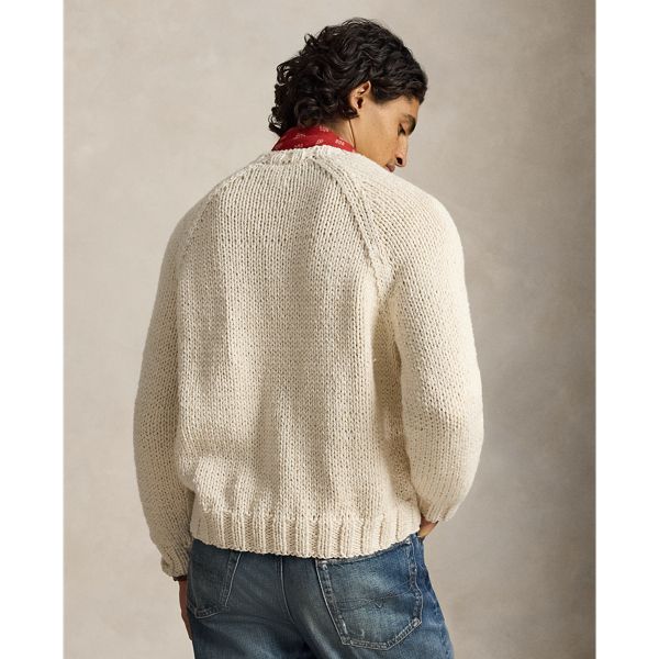 Handgestrickter Pullover mit US-Flagge Polo Ralph Lauren in Creme kombiniert 4