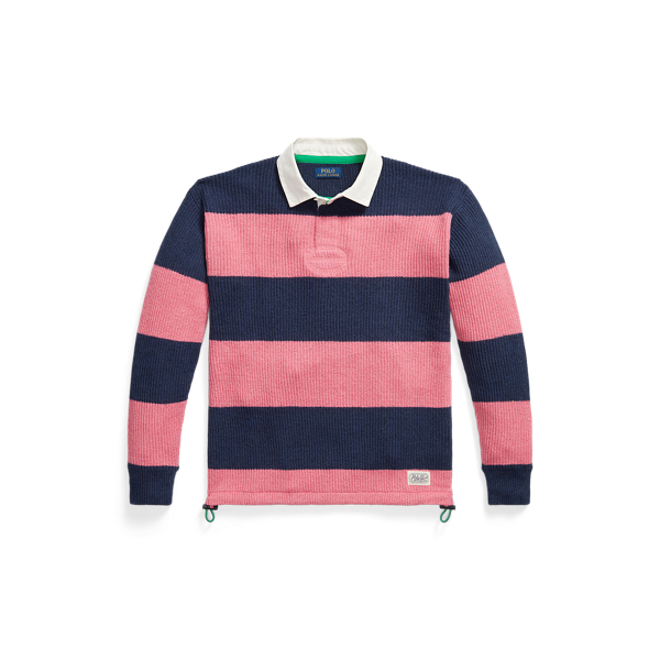 Striped Linen-Cotton Rugby Jumper