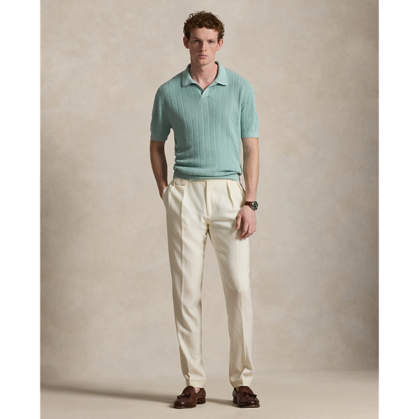 Pale Blue Linen Open Collar Jumper Polo Ralph Lauren 4
