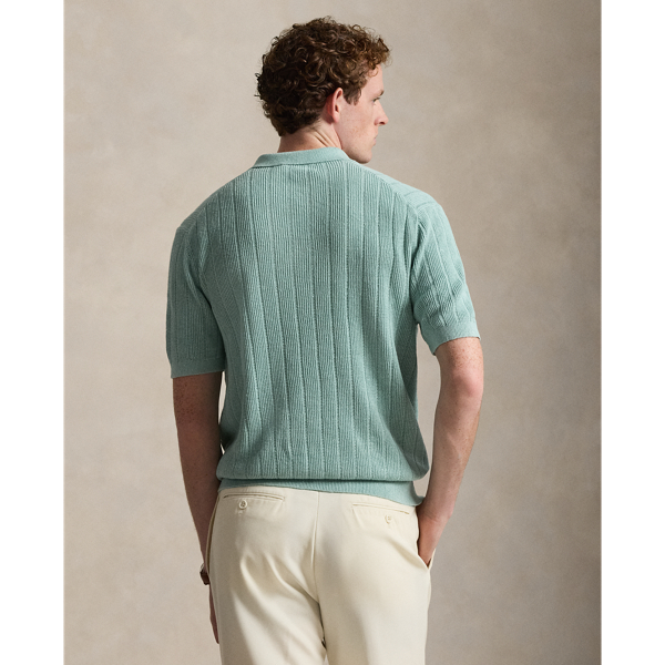 Pale Blue Linen Open Collar Jumper Polo Ralph Lauren 5