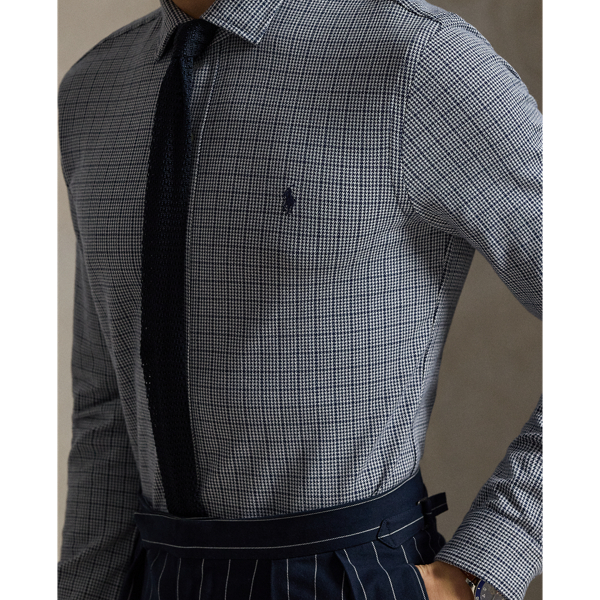 Newport Navy/White Plaid Jersey Spread-Collar Shirt Polo Ralph Lauren 6