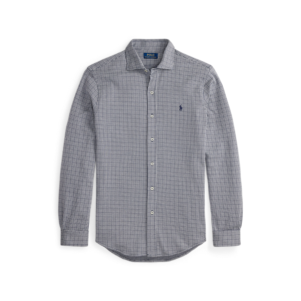 Newport Navy/White Plaid Jersey Spread-Collar Shirt Polo Ralph Lauren 2