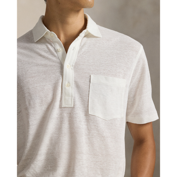 Deckwash White Standard Fit Linen Piqu&eacute; Polo Shirt Polo Ralph Lauren 6