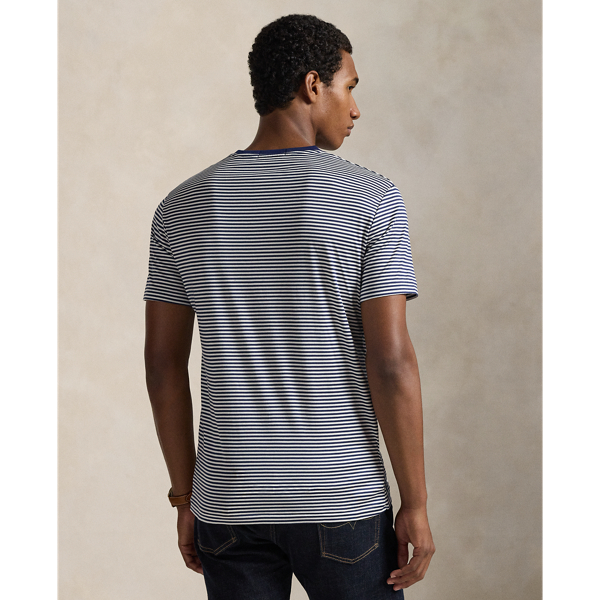 Newport Navy/White Standard Fit Striped Lisle T-Shirt Polo Ralph Lauren 5