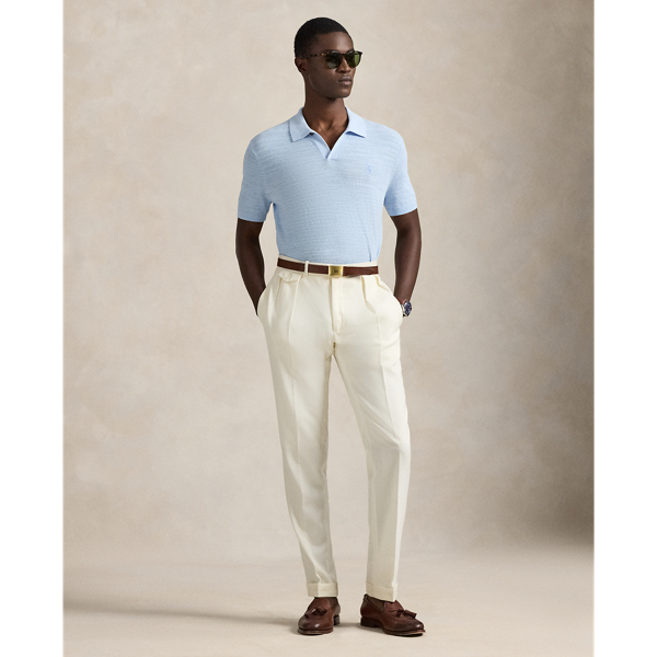 Office Blue/White Cotton-Linen Polo-Collar Sweater Polo Ralph Lauren 4