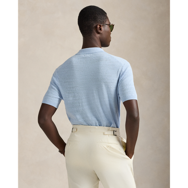 Office Blue/White Cotton-Linen Polo-Collar Sweater Polo Ralph Lauren 5